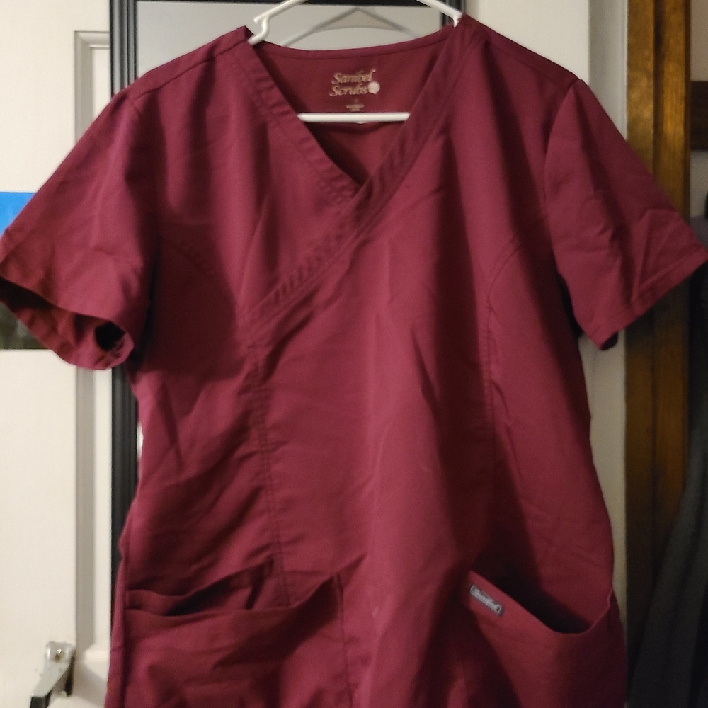 Wine colored scrub top